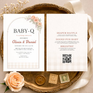 All in One BabyQ BBQ Gingham Baby Shower Kaart