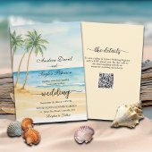 All in One Beach en Palm Trees QR Code Huwelijk Kaart