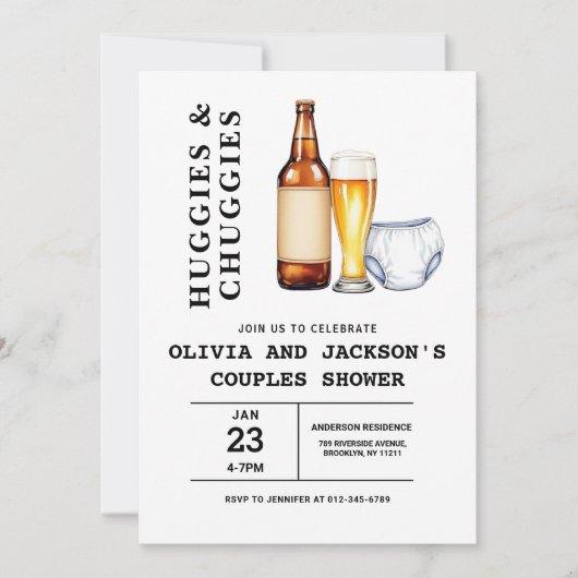 All in One Beers Luiers Koppels Baby shower Kaart (Voorkant)