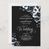 All in One Black and White Floral Wedding Kaart (Voorkant)