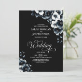 All in One Black and White Floral Wedding Kaart (Staand voorkant)