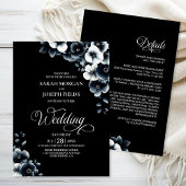 All in One Black and White Floral Wedding Kaart