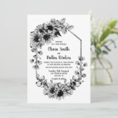 All-in-One Black and White Sunflower Weddenschap Kaart (Staand voorkant)