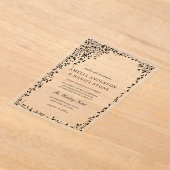 All in One Black Minimal Leaf Wedding Acryl Uitnodigingen (Laagn)