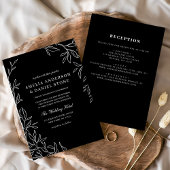 All-in-One Black & White Minimal Leaf Wedding Kaart