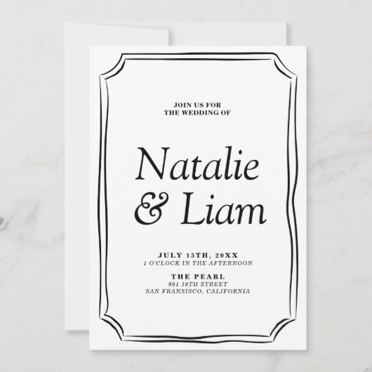 All in One Black & White Oud Geld Trouwen Kaart (Voorkant)