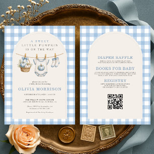 All in One Blauwe Pompoen Waslijn Baby Shower Kaart