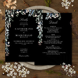 All In One Bloem Zwart Wit Huwelijk Kaart