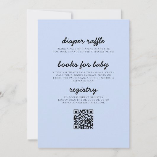 All in One Blue Ribbon Bow Boy Baby shower Kaart (Achterkant)