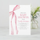 All in One Blush Pink Waterverf Bow Baby shower Kaart (Staand voorkant)