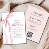 All in One Blush Pink Waterverf Bow Baby shower Kaart