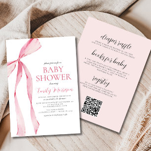 All in One Blush Pink Waterverf Bow Baby shower Kaart