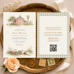 All in One Boerderij Dieren Barnyard Baby Shower Kaart