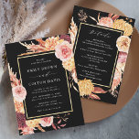 All-in-One Boho Burgundy Terracotta Black Wedding Kaart<br><div class="desc">Deze all-in-one trouwuitnodiging bevat roestrijke waterverf bloemen in terracotta, bruine, verbrande oranje, geel en verbluffend met beige en bruine pampasgras, een gouden rechthoekig lijst, en trouwdetails op de rug. Voor meer geavanceerde aanpassing van dit ontwerp, te klikken gelieve de BUTTON van het TOOL VAN HET ONTWERP BLAUW. Overeenkomende objecten zijn...</div>
