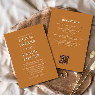 All in One Boho Koper Brons QR Code Trouwkaart Kaart