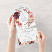 All-in-One Boho Pampas Grass Wedding Invite All In One Uitnodiging (Afscheurbaar)