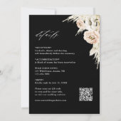 All-in-One Boho Protea Pampas Grass Wedding Black Kaart (Achterkant)