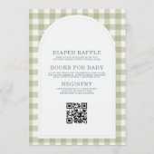 All in One Boho Saliegroen Gingham Baby Shower Kaart (Achterkant)