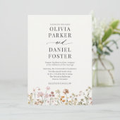 All in One Boho Wildflower QR Code Huwelijk  Kaart (Staand voorkant)