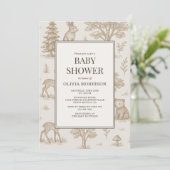 All in One Bosdieren QR Code Baby Shower Kaart (Staand voorkant)