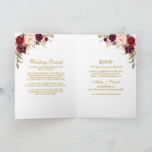 All In One Bourgondië Bloemige Trouwkaart Goud Kaart (Binnen)