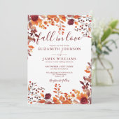 All In One Bourgondische Kleur Fall In Love QR Cod Kaart (Staand voorkant)