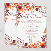 All In One Bourgondische Kleur Fall In Love QR Cod Kaart (Voorkant / Achterkant)