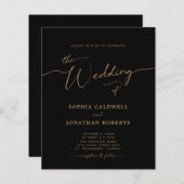All-in-One Budget Gold Calligraphy Wedding Invite (Voorkant / Achterkant)