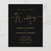 All-in-One Budget Gold Calligraphy Wedding Invite (Voorkant)