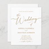 All-in-One Budget Gold Calligraphy Wedding Invite (Voorkant / Achterkant)