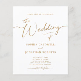 All-in-One Budget Gold Calligraphy Wedding Invite