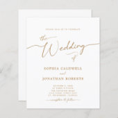 All-in-One Budget Gold Calligraphy Wedding Invite (Voorkant / Achterkant)
