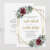 All in One Burgundy Amaryllis Gouden Bloemstuk Bru Kaart (Voorkant / Achterkant)