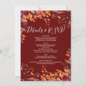 All In One Burgundy Fall In Love Floral Wedding Kaart (Achterkant)