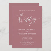 All in One Calligraphy Trendy Stof Roze Bruiloft Kaart (Voorkant / Achterkant)