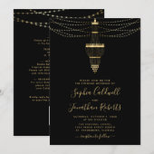 All-in-One Chandelier Gold Black Evening Wedding Kaart (Voorkant / Achterkant)