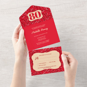 All in One Chinese 80e verjaardagsuitnodiging Uitnodiging