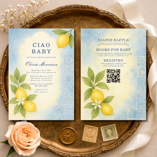 All in One Ciao Baby Italian QR Code Baby Shower Kaart