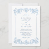 All in One Classic Franse Victoriaans Blauwe Huwel Kaart (Voorkant)