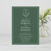 All in One Crest Emerald Green QR Code Huwelijk Kaart (Staand voorkant)