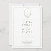 All in One Crest Sage Green Modern Wedding Kaart (Voorkant)