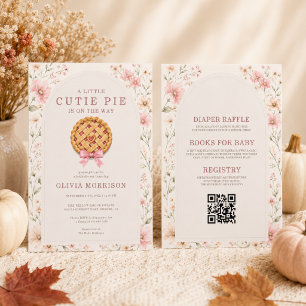 All in One Cutie Pie Bloem Roze Strikje Baby Showe Kaart