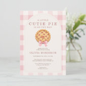 All in One Cutie Pie Roze Strik Meisje Baby Shower Kaart (Staand voorkant)