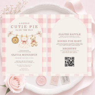 All in One Cutie Pie Roze Waslijn Baby Shower Kaart