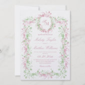 All in One Delicate Franse Flora Crest Trouwjurk Kaart (Voorkant)