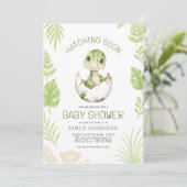 All in One Dinosaur Hatching Soon Baby shower Kaart (Staand voorkant)