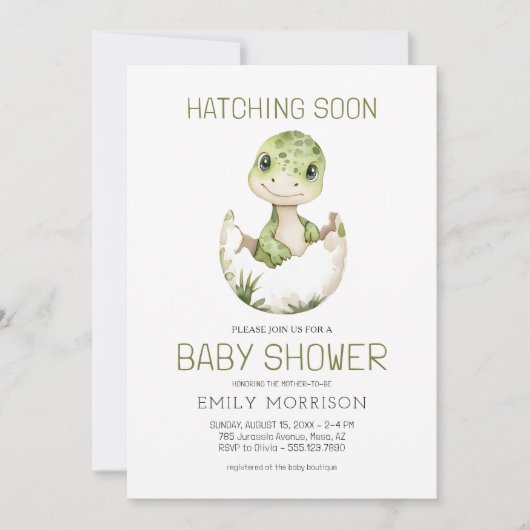 All in One Dinosaur Hatching Soon Baby shower Kaart (Voorkant)