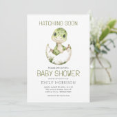 All in One Dinosaur Hatching Soon Baby shower Kaart (Staand voorkant)