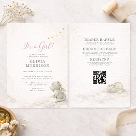 All in One Dragon It's a Girl Baby Shower Kaart