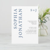All-in-One Dusty Blue Bold Typography Wedding Invi Kaart (Staand voorkant)